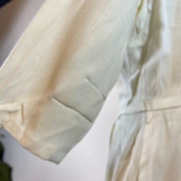 60s Vintage Ivory 3/4 Sleeve Classic Fitted Dress With Unique Neck Detail Size M - Picture 6 of 9
